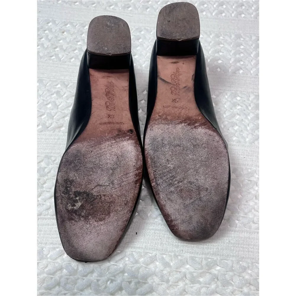 Brooks Brothers Black Leather Block Heel Classic Square Toe Pumps Shoes Sz 8.5